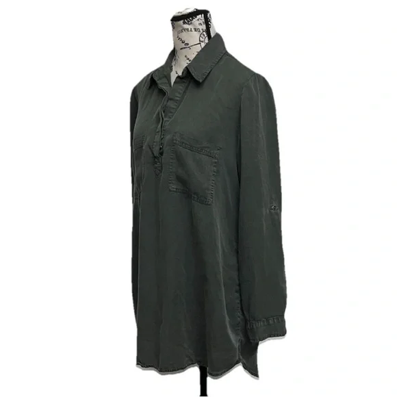 AMI Green Lyocell Utility Mini Dress S – Army Gorpcore Western Cowgirl Forest - Picture 3 of 9